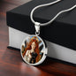 Affenpinscher and Angel Necklace, Renaissance Monkey Dog Pendant with Engraving Option, Custom Dog Jewelry