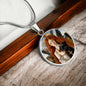 Affenpinscher and Angel Necklace, Renaissance Monkey Dog Pendant with Engraving Option, Custom Dog Jewelry