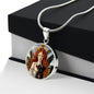 Affenpinscher and Angel Necklace, Renaissance Monkey Dog Pendant with Engraving Option, Custom Dog Jewelry