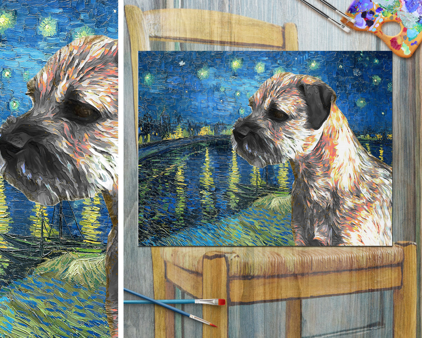 Border Terrier Nuit étoilée Sur le Rhône Vincent Van Gogh