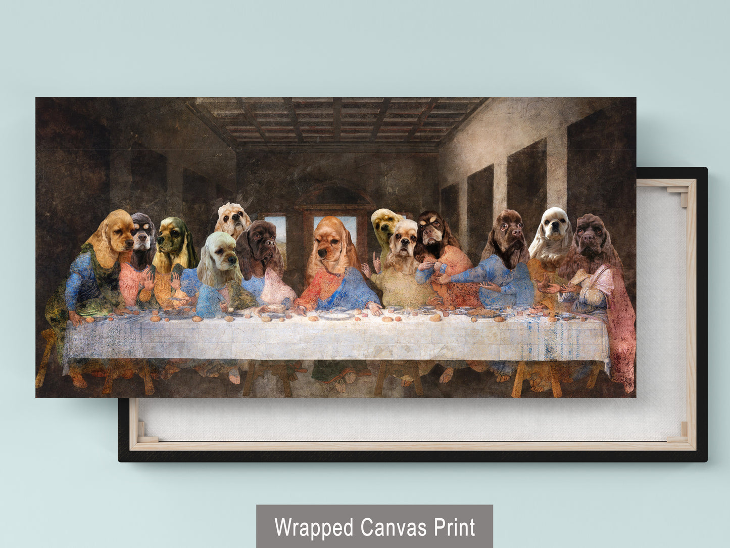 Red American Cocker Spaniel Last Supper Renaissance Dog Painting