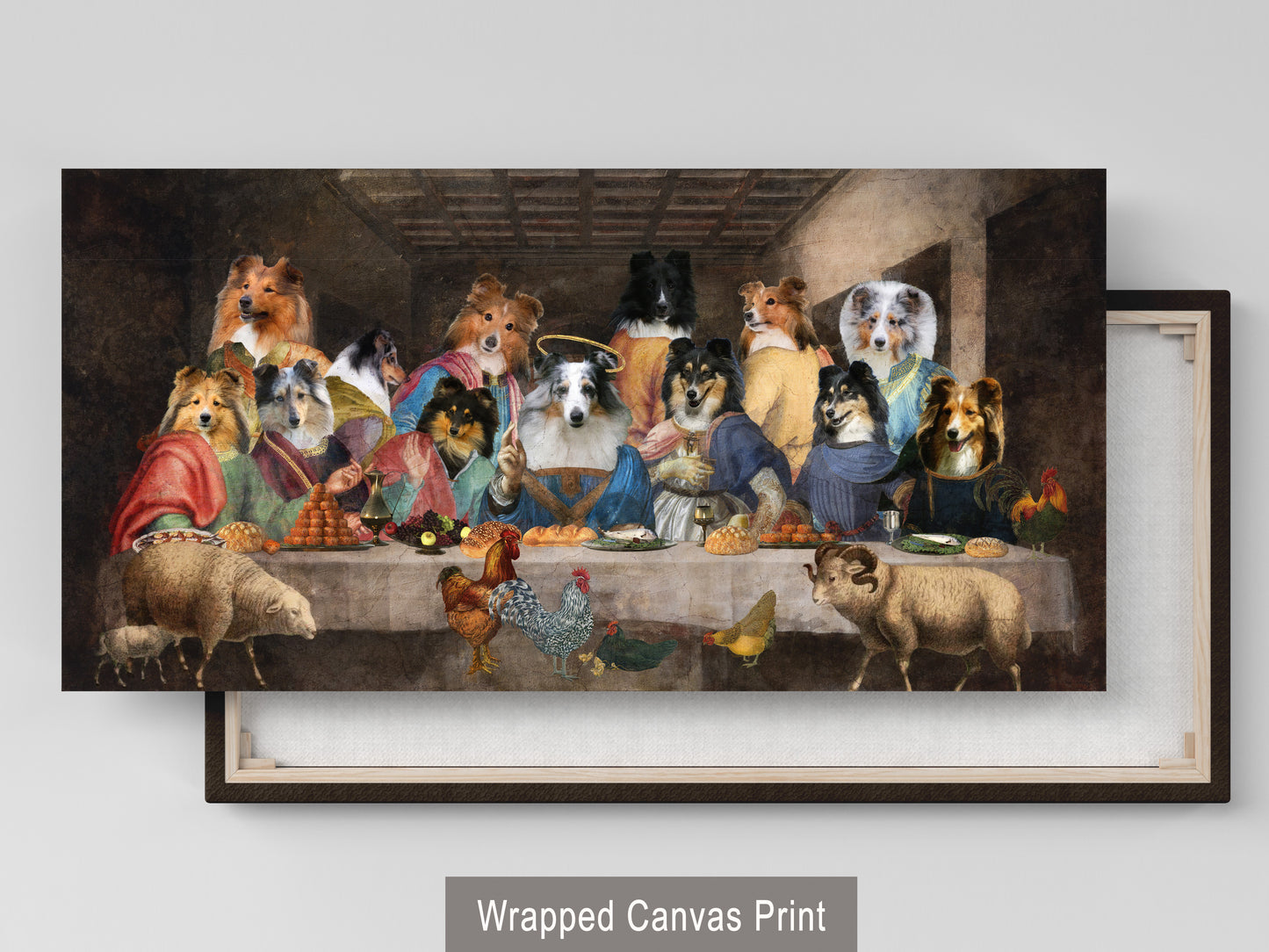 Sheltie Shetland Sheepdog Last Supper Renaissance Painting
