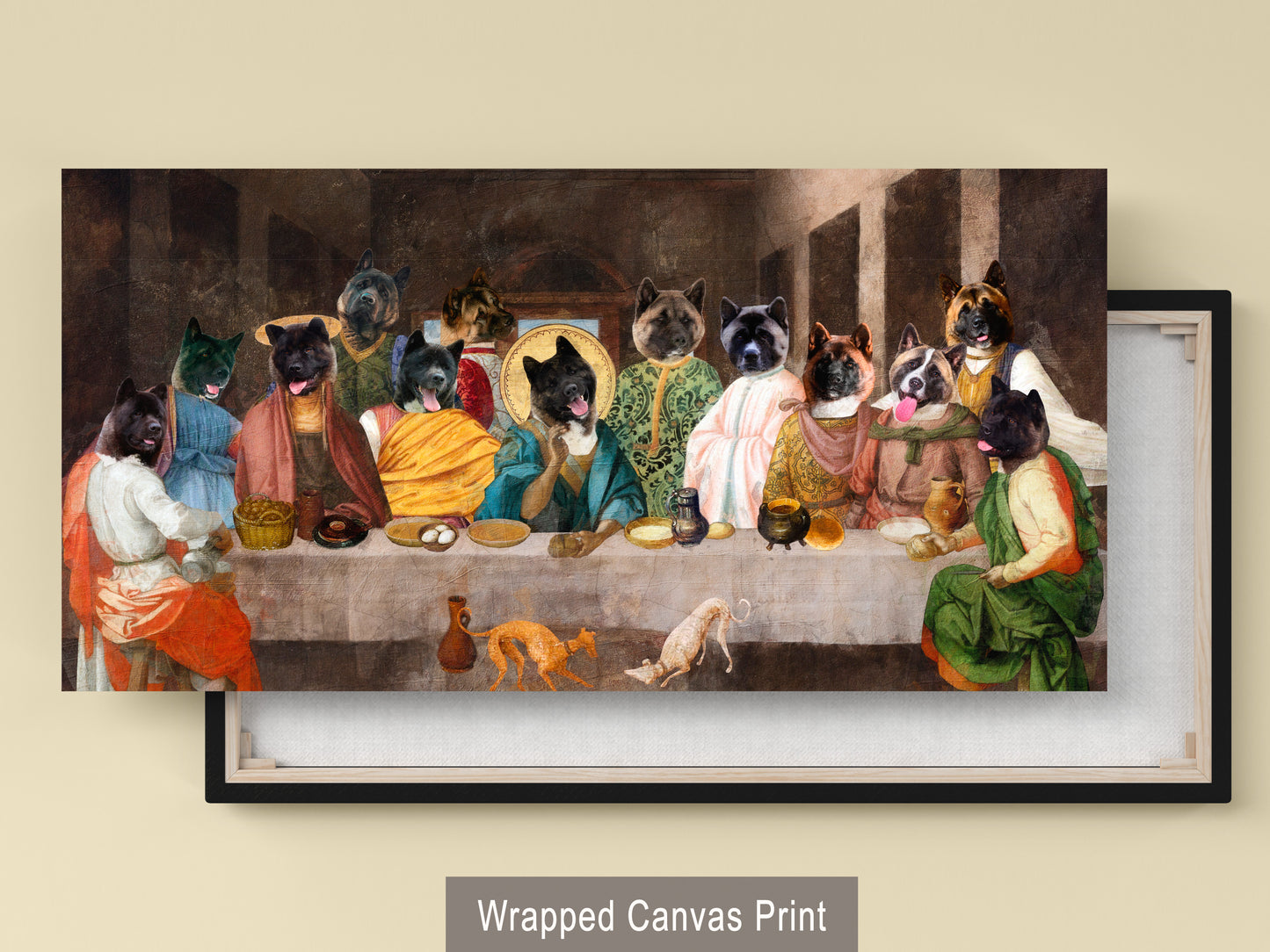 American Akita Last Supper Renaissance Dog Painting