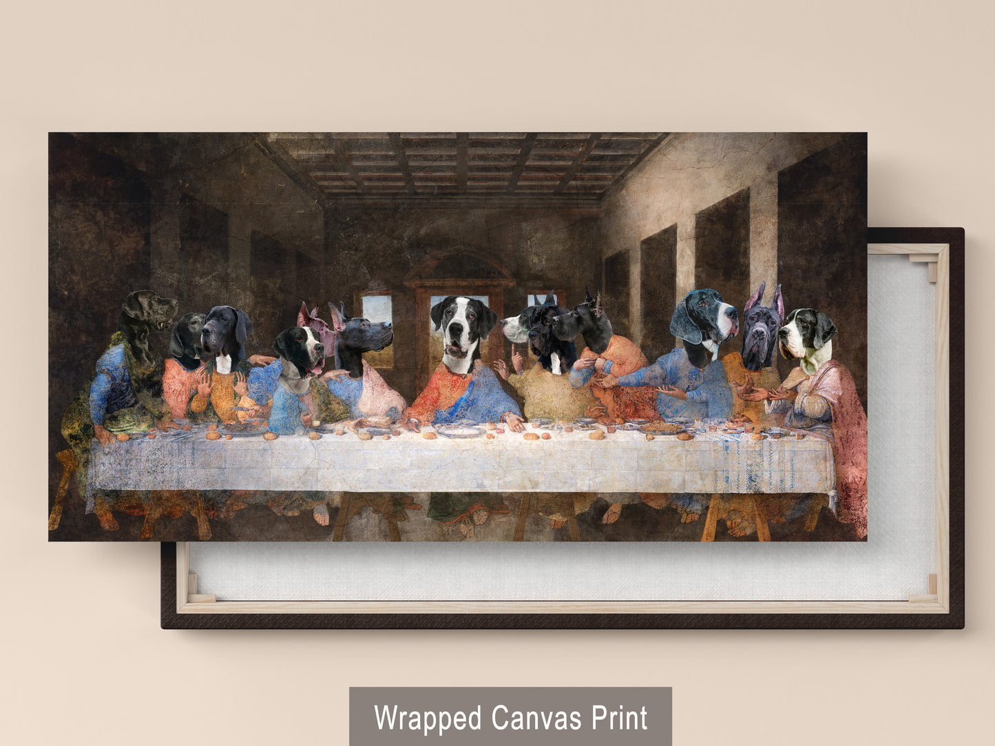 Black Great Dane Last Supper Renaissance Dog Painting