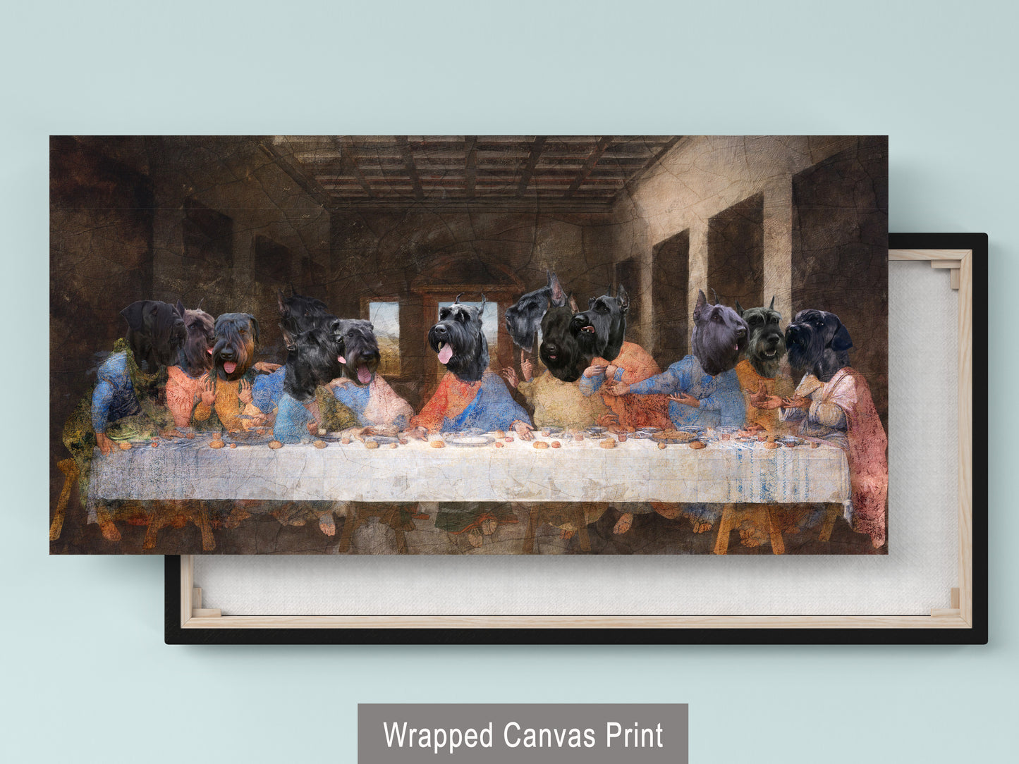 Giant Schnauzer Last Supper Renaissance Dog Painting