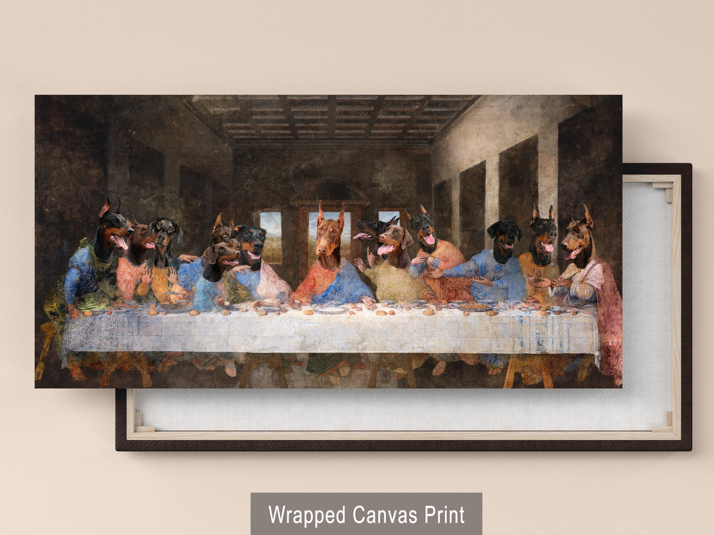 Doberman Pinscher Last Supper Renaissance Masterpiece Dog