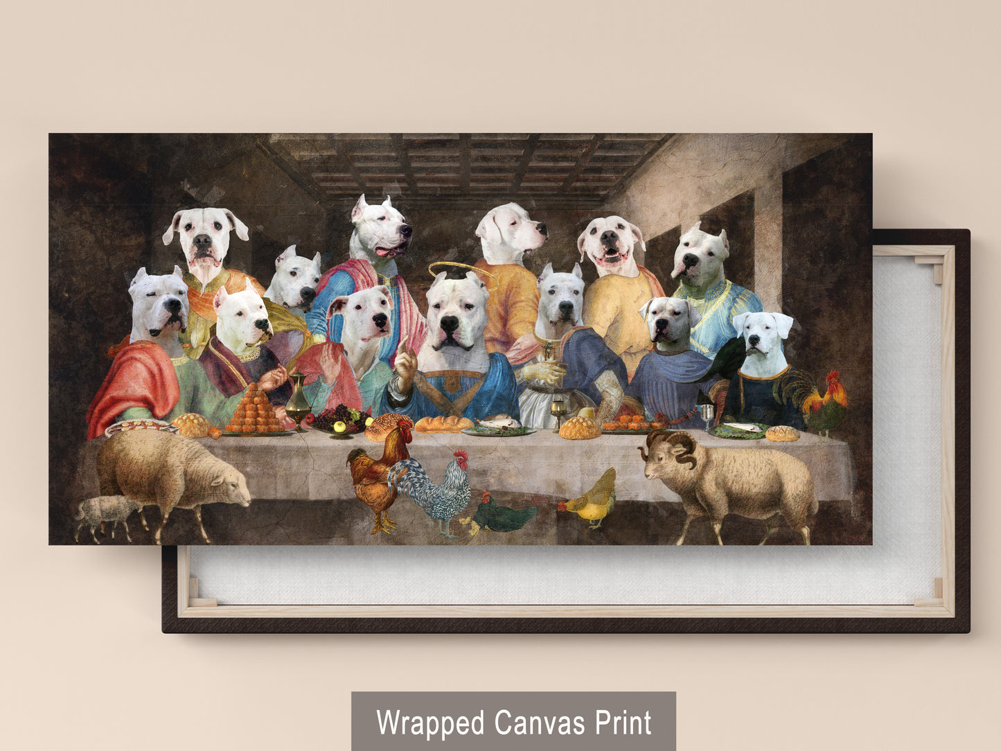 Dogo Argentino Last Supper Renaissance Dog Painting