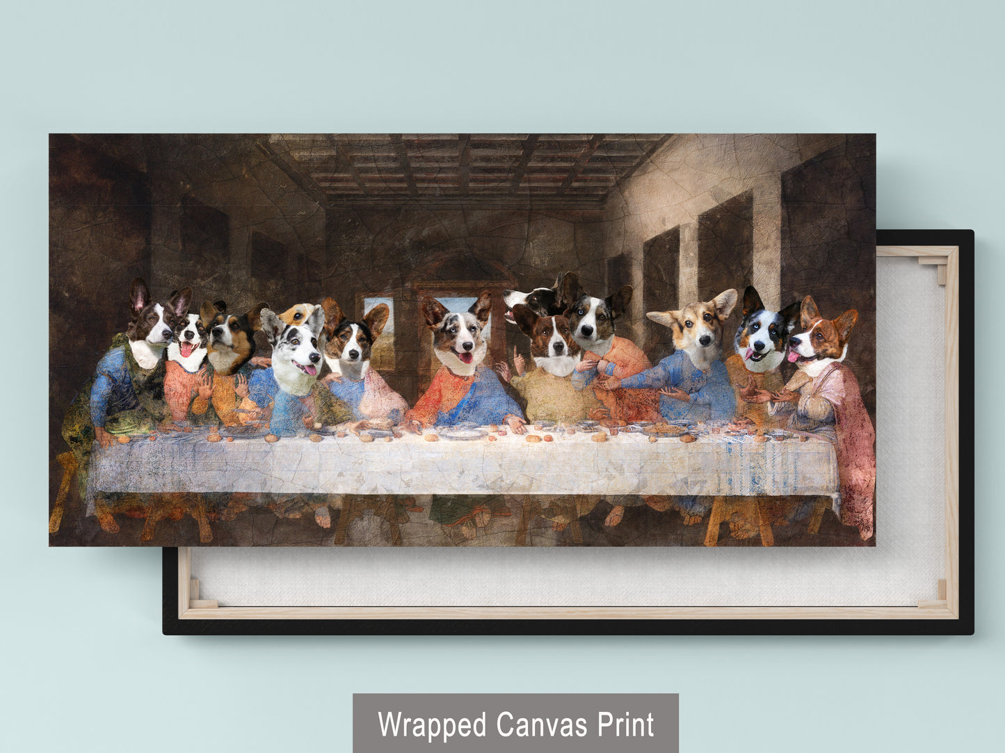 Cardigan Welsh Corgi Dog Last Supper Renaissance Painting