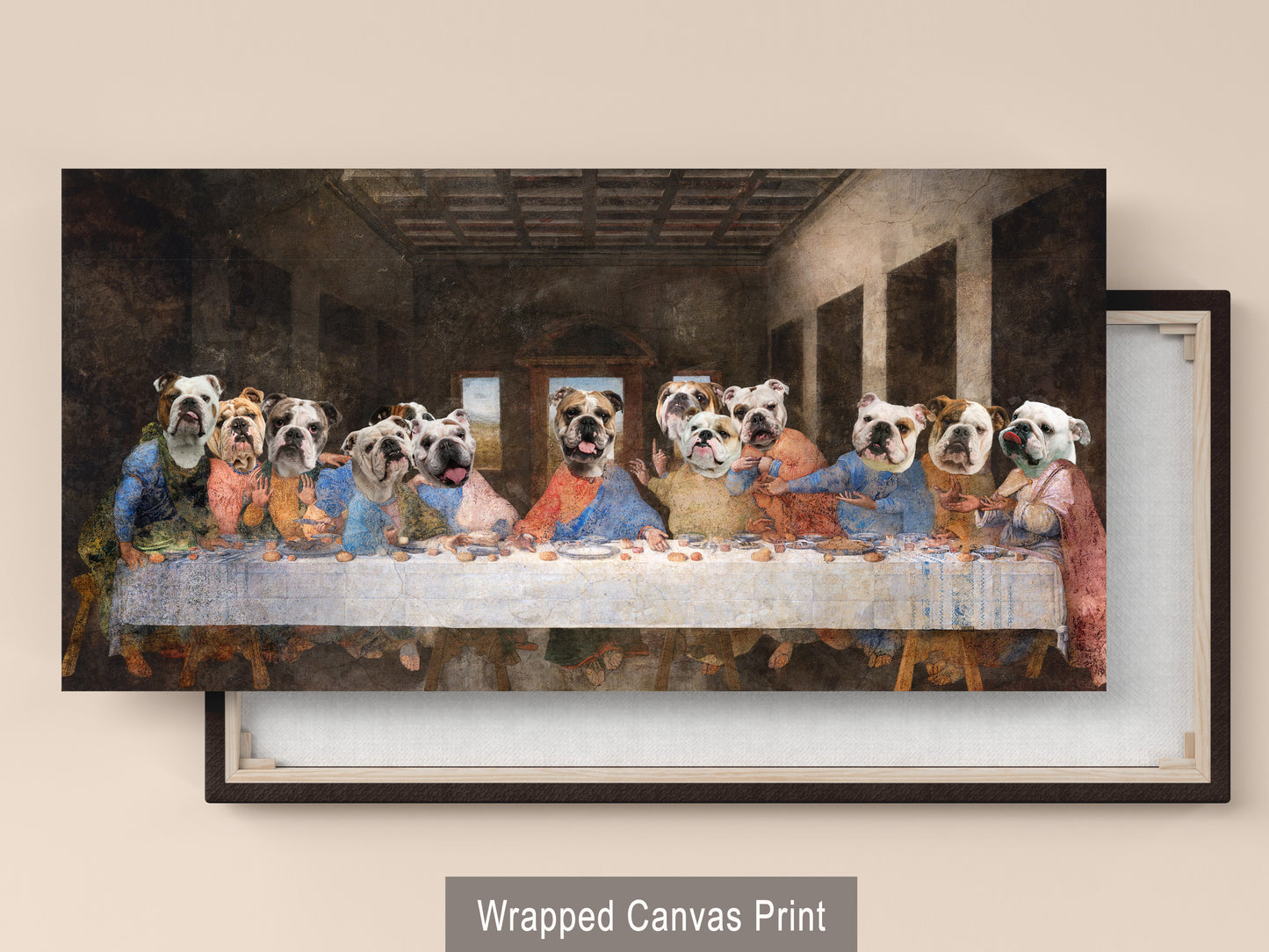 English Bulldog Last Supper Renaissance Dog Painting