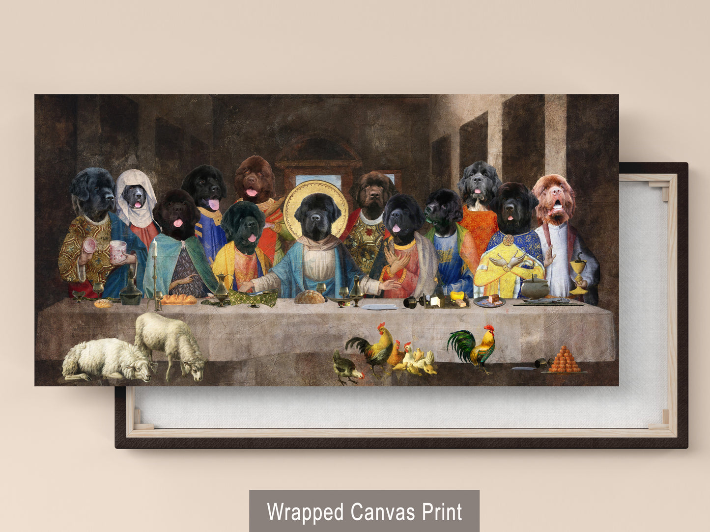 Newfoundland Dog Last Supper Renaissance Dog Painting