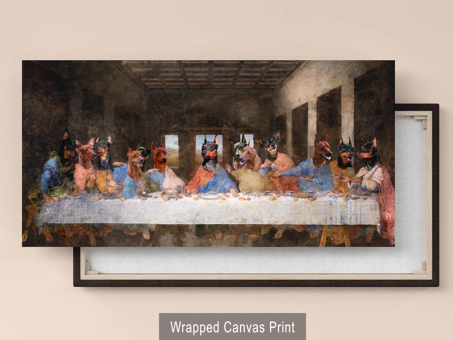 Miniature Pinscher Last Supper Renaissance Dog Painting