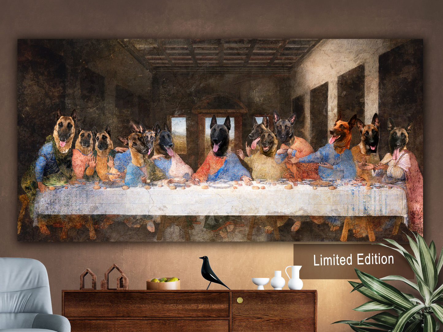 Belgian Malinois Last Supper Renaissance Masterpiece Dog