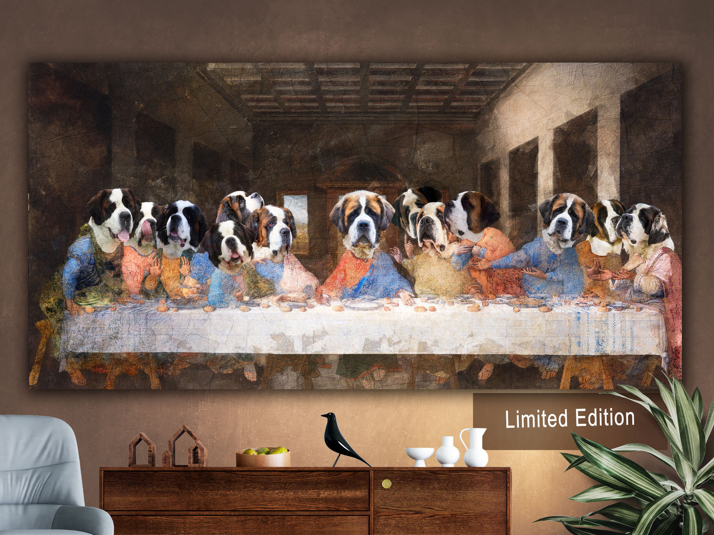 St Bernard Last Supper Renaissance Dog Painting