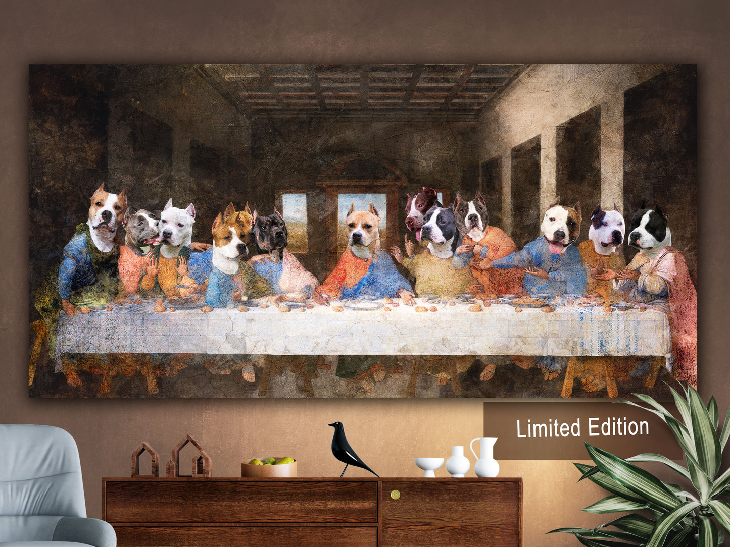 American Staffordshire Terrier Last Supper Renaissance Dog