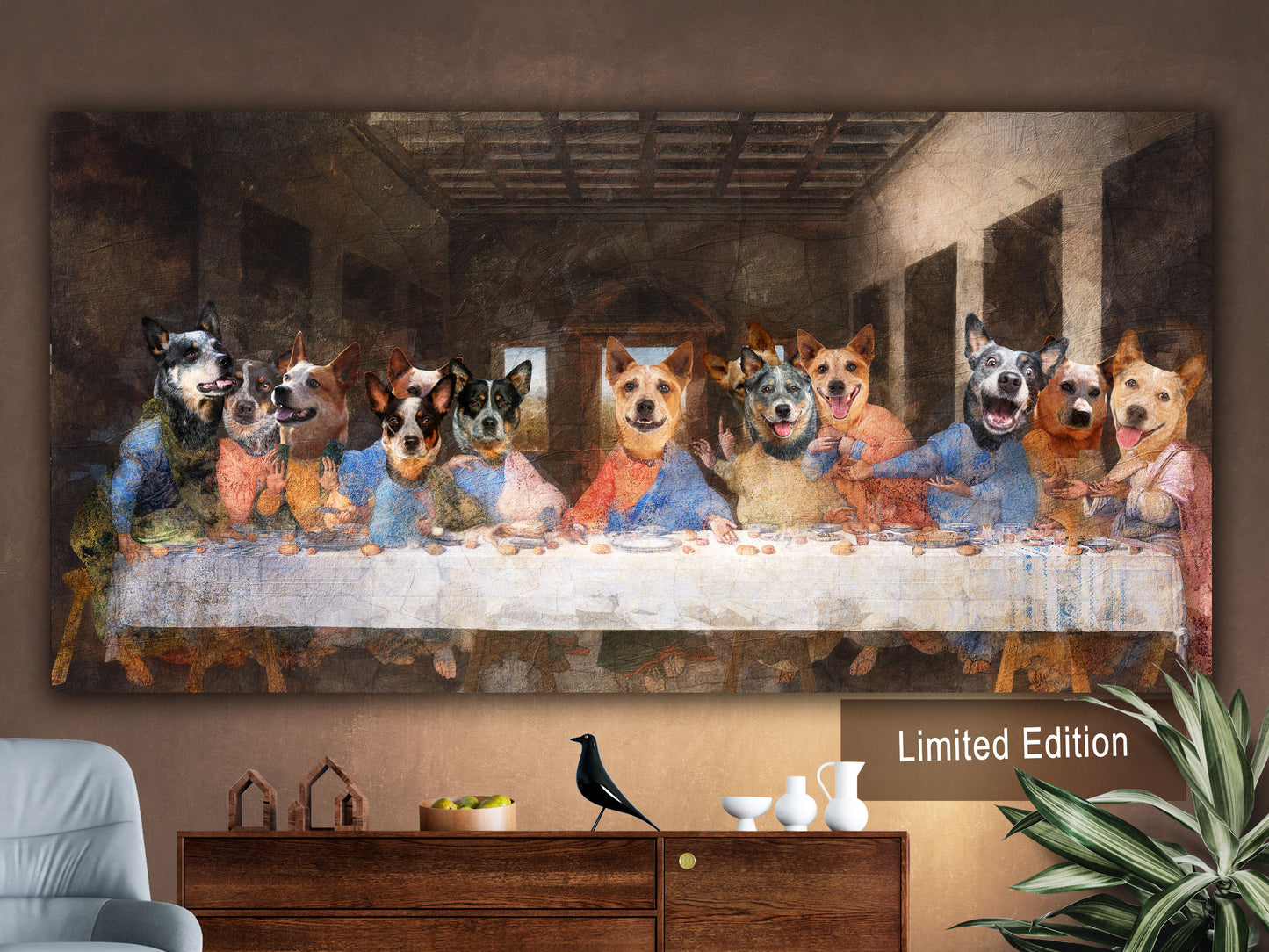 Australian Cattle Dog Last Supper Renaissance Dog Painting