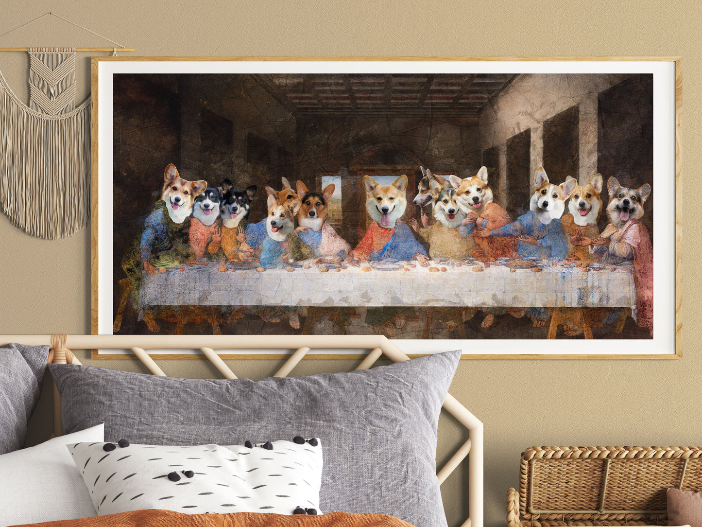 Pembroke Welsh Corgi Dog Art Last Supper Renaissance Painting