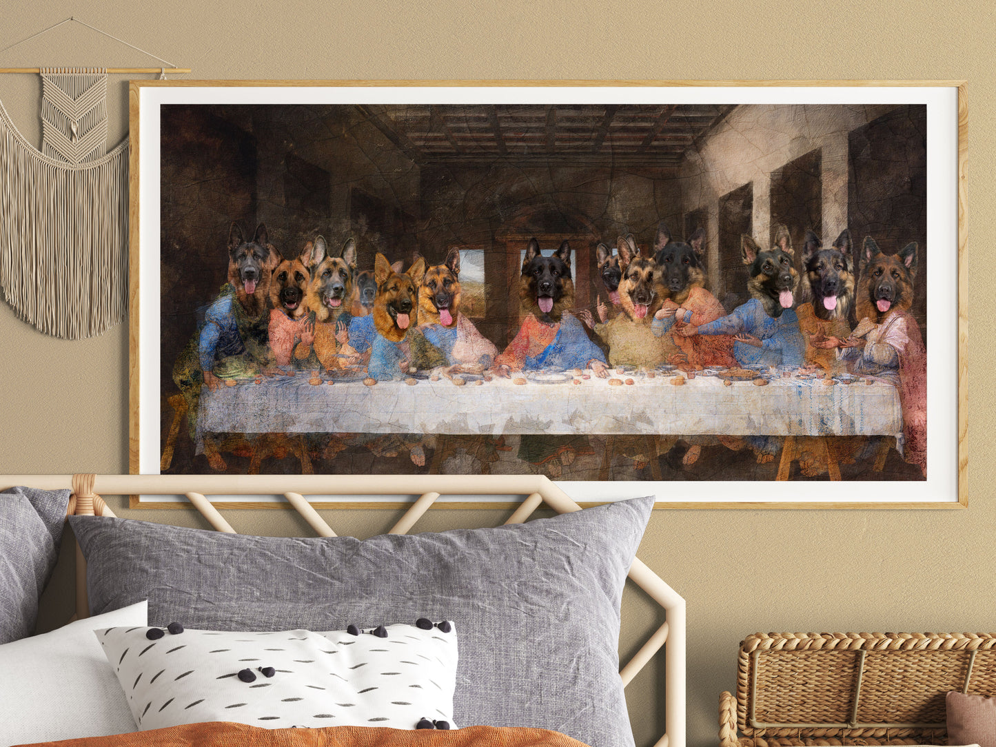 German Shepherd Last Supper Renaissance Dog Painting