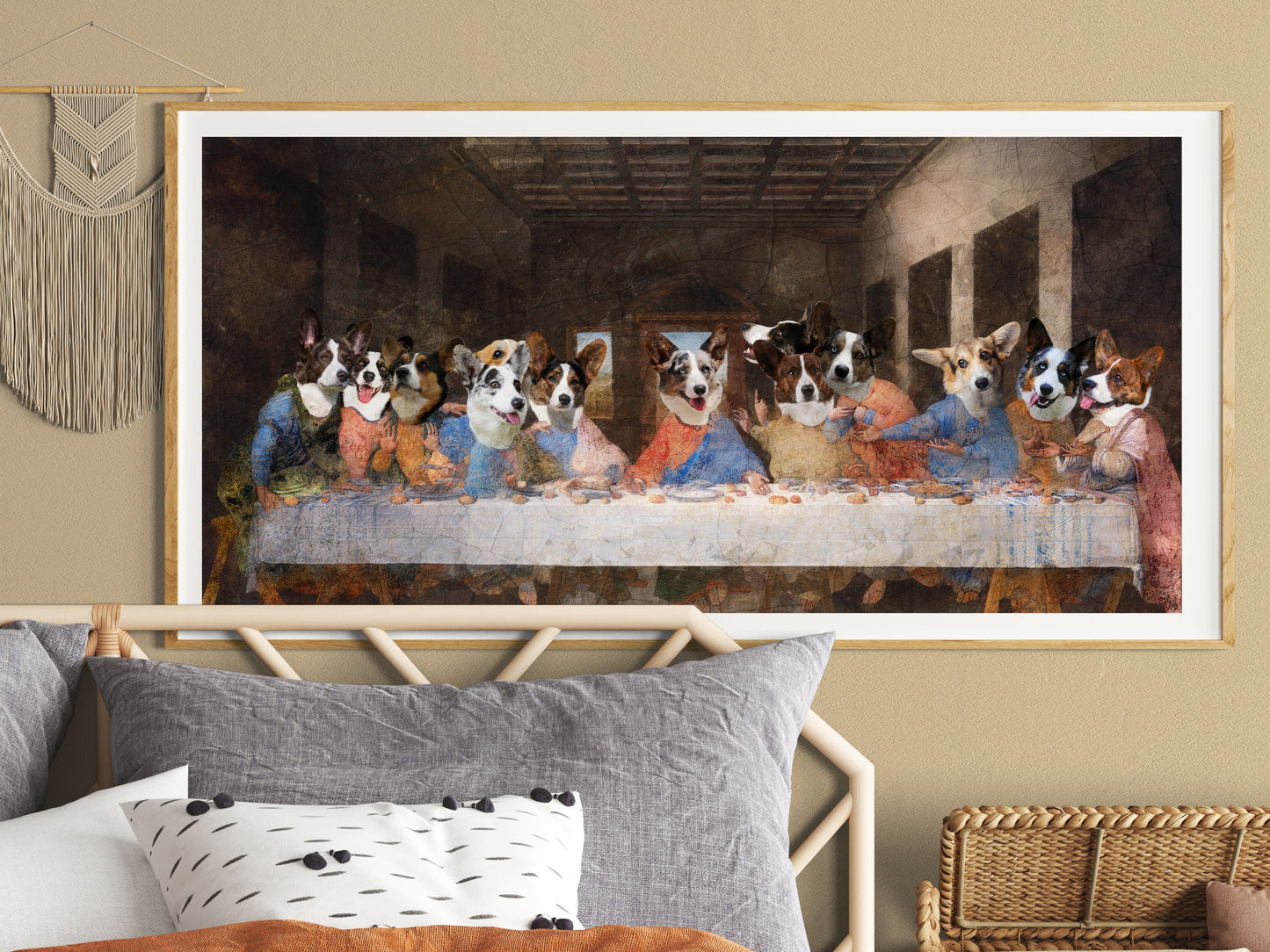 Cardigan Welsh Corgi Dog Last Supper Renaissance Painting