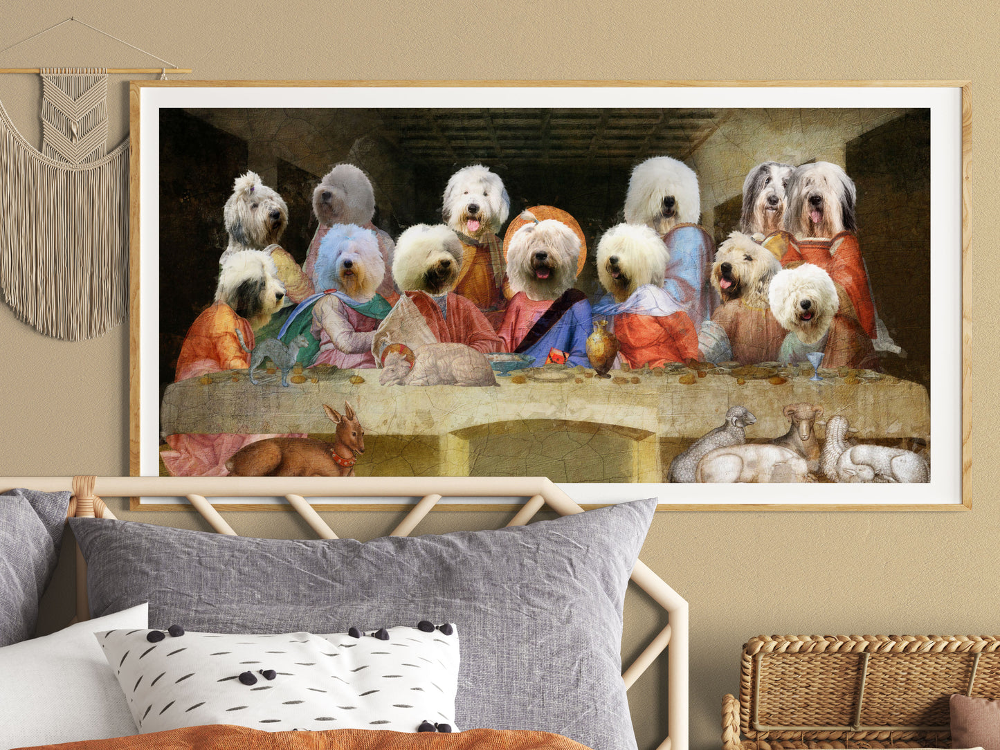 Old English Sheepdog Last Supper Renaissance Dog Painting