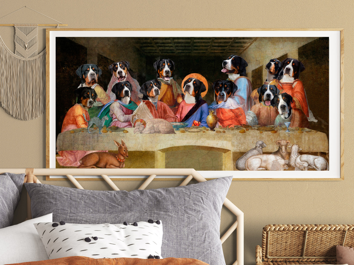 Greater Swiss Mountain Dog Last Supper Renaissance Dog Painting