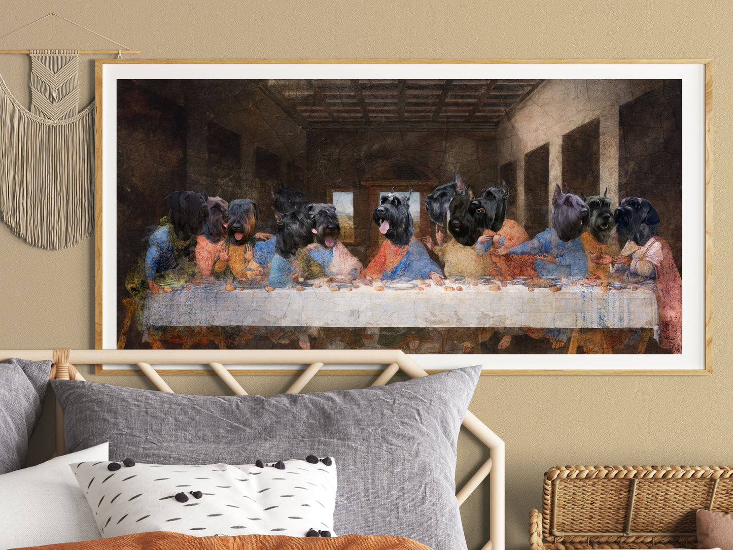 Giant Schnauzer Last Supper Renaissance Dog Painting