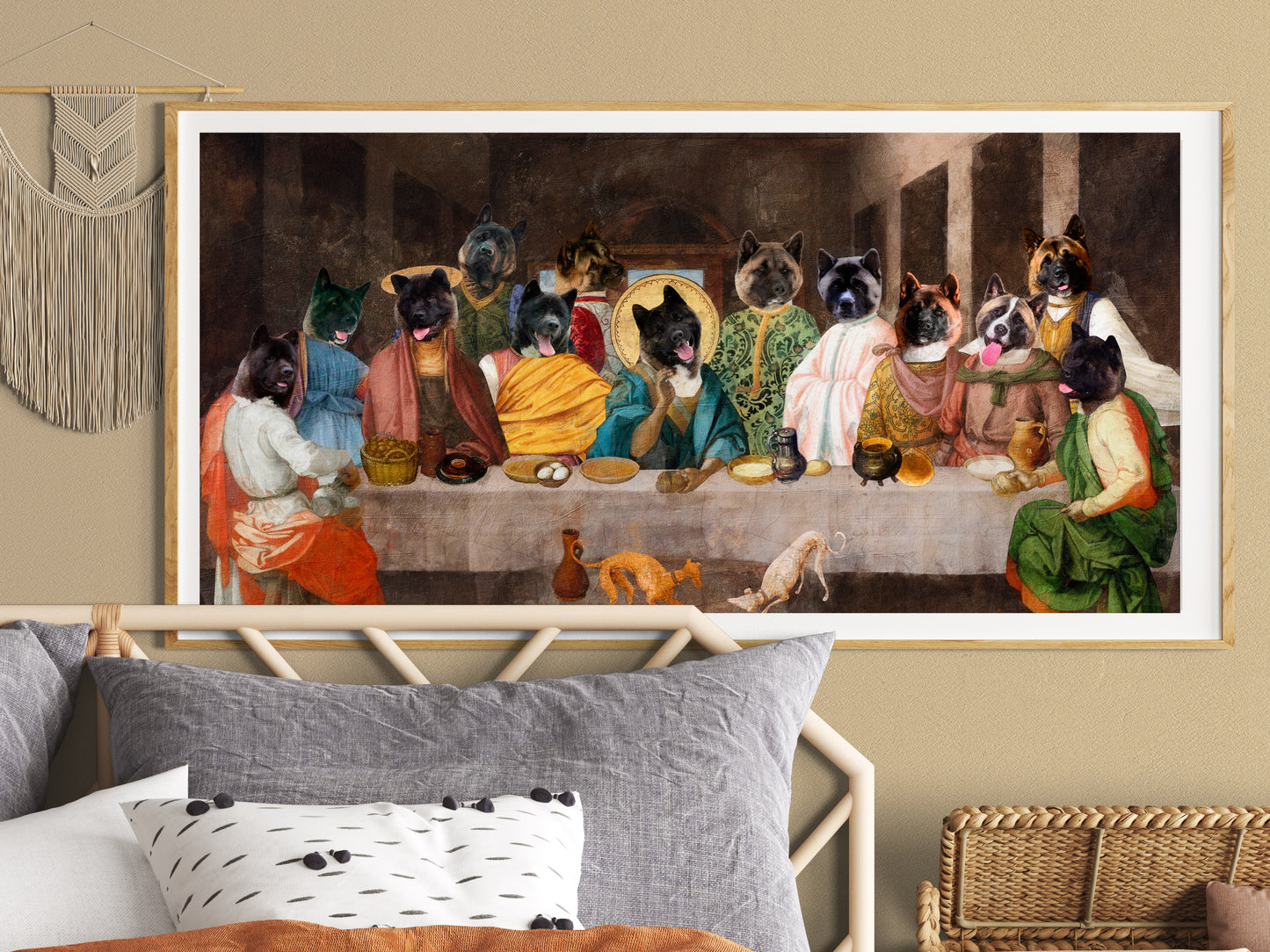 American Akita Last Supper Renaissance Dog Painting