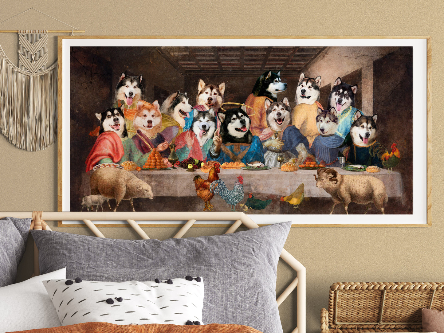 Alaskan Malamute Last Supper Renaissance Dog Painting