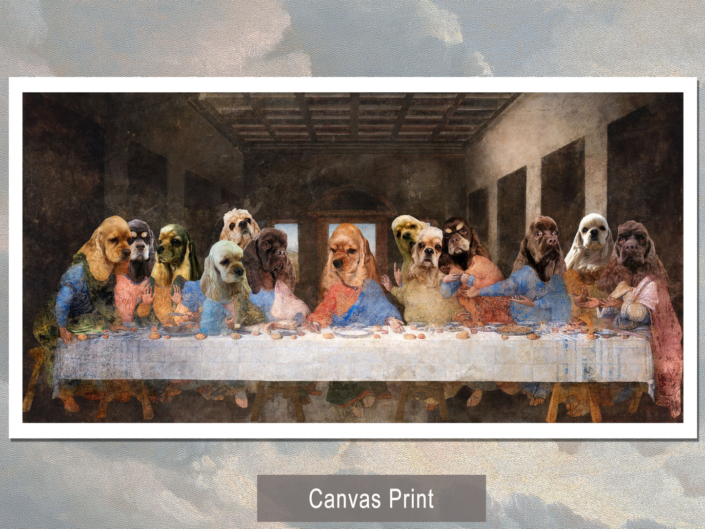Red American Cocker Spaniel Last Supper Renaissance Dog Painting