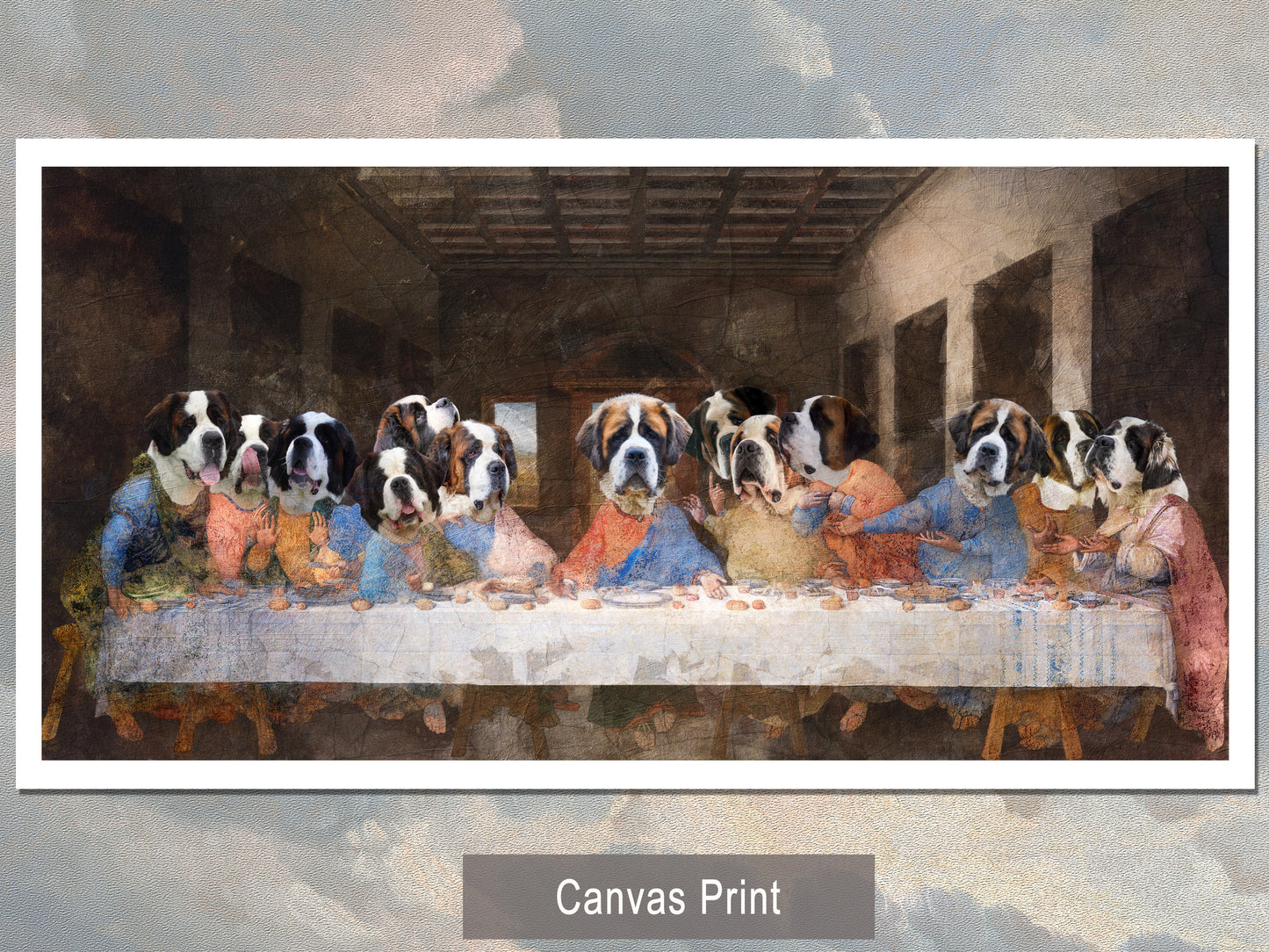 St Bernard Last Supper Renaissance Dog Painting