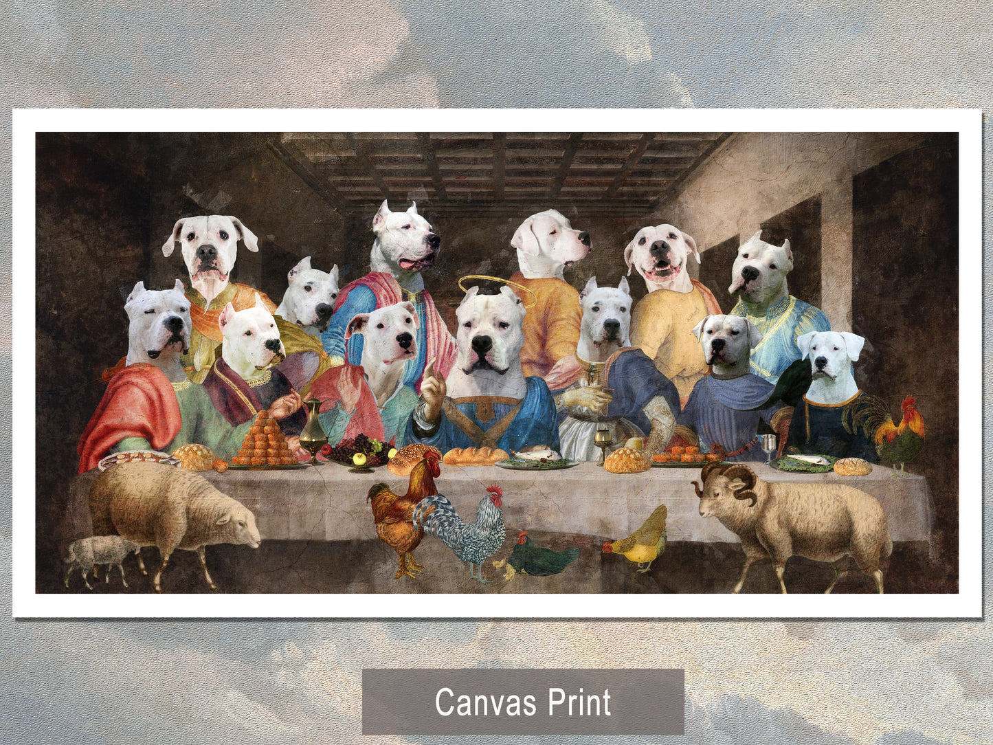 Dogo Argentino Last Supper Renaissance Dog Painting