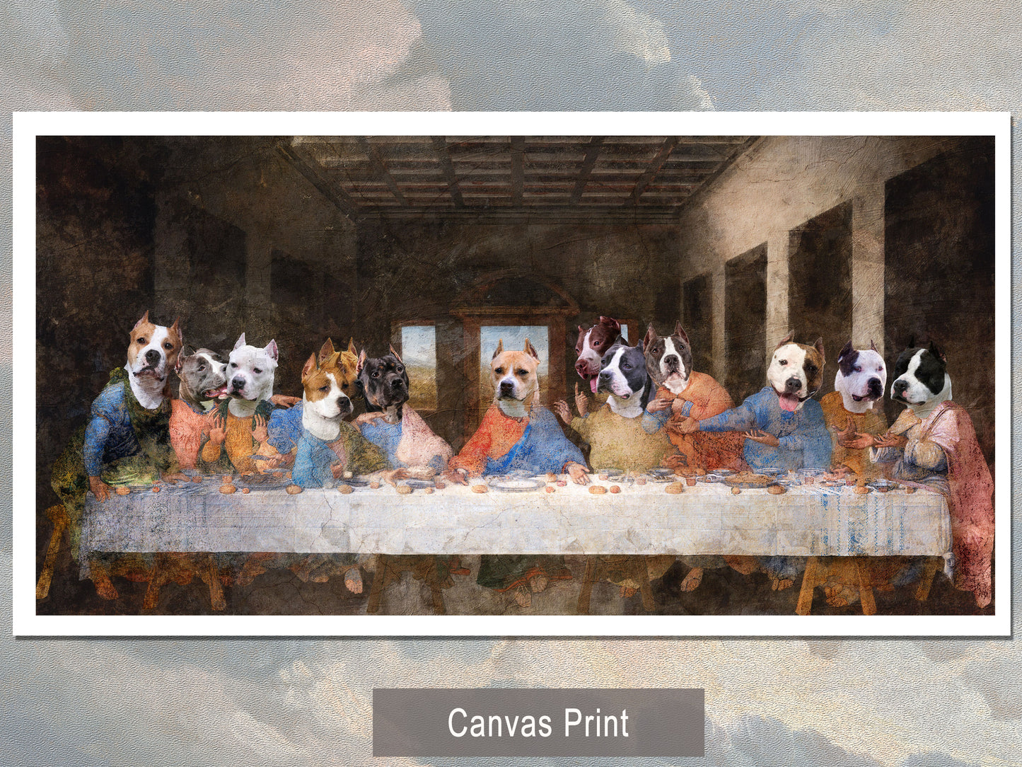 American Staffordshire Terrier Last Supper Renaissance Dog