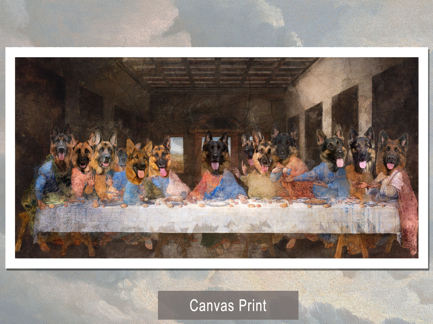 German Shepherd Last Supper Renaissance Dog Painting