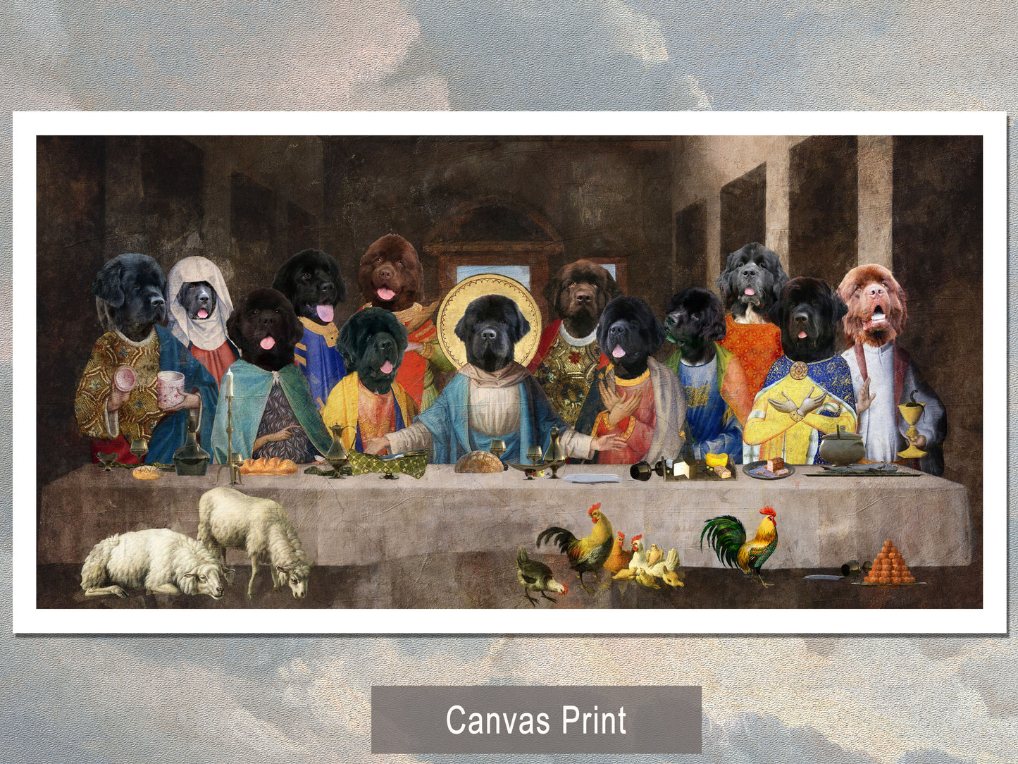 Newfoundland Dog Last Supper Renaissance Dog Painting
