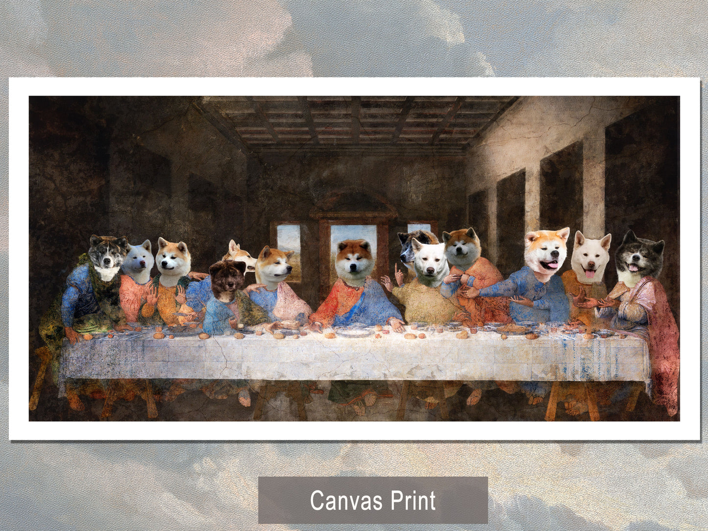 Akita Inu Last Supper Renaissance Dog Painting