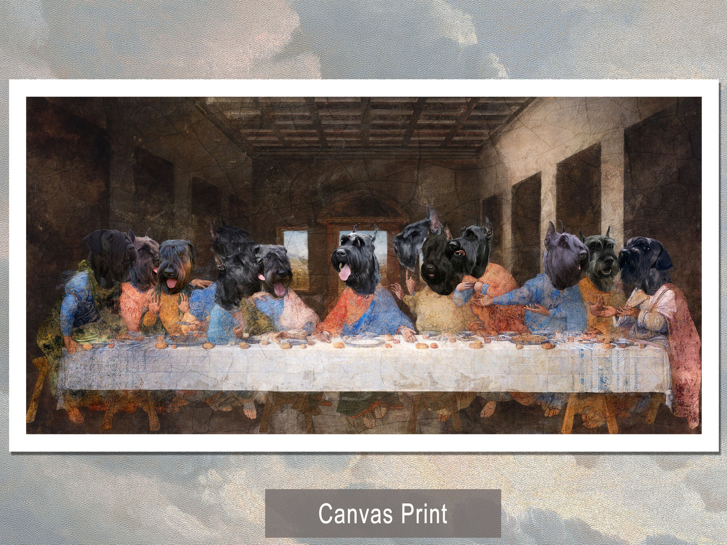 Giant Schnauzer Last Supper Renaissance Dog Painting