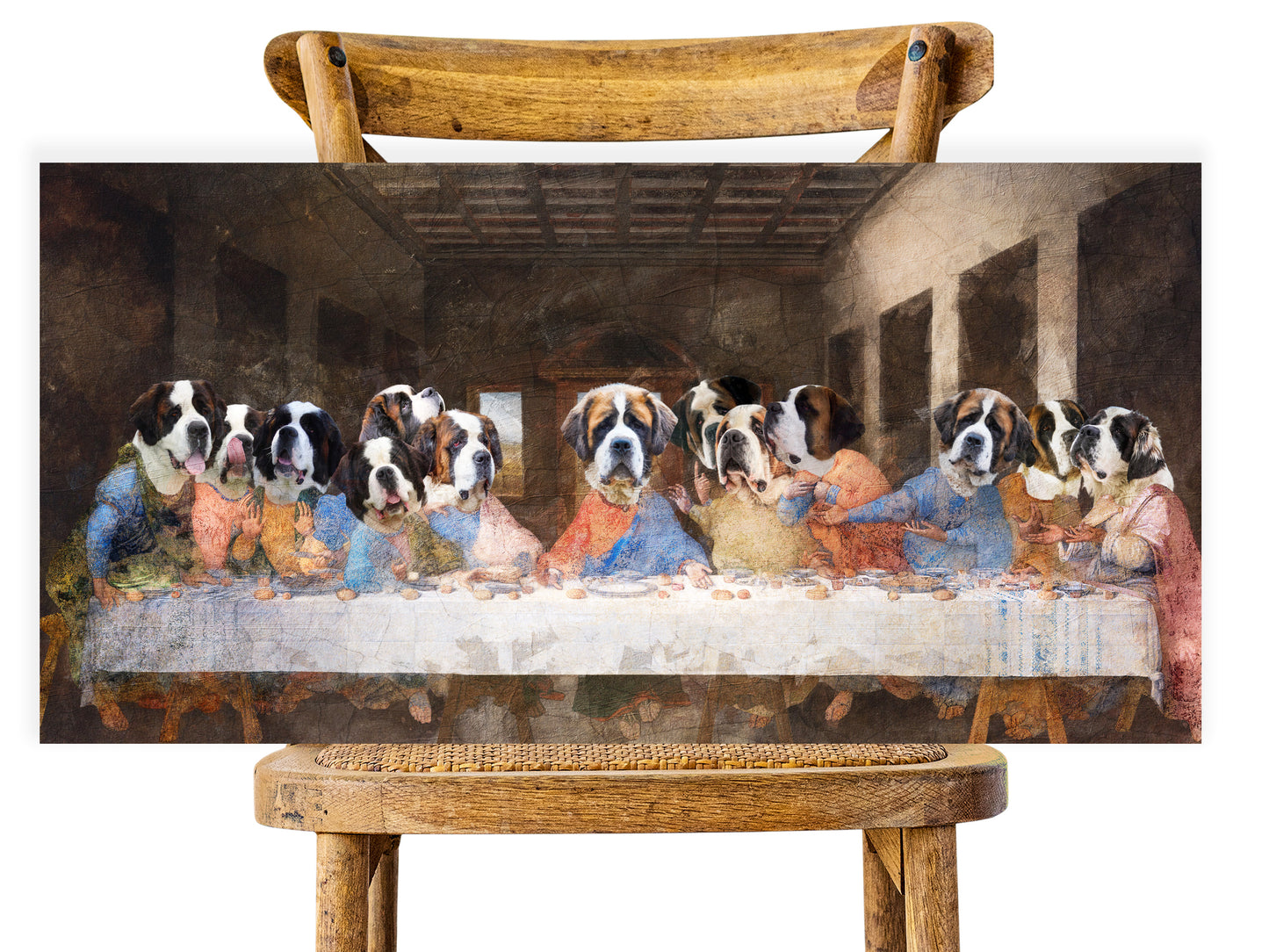 St Bernard Last Supper Renaissance Dog Painting