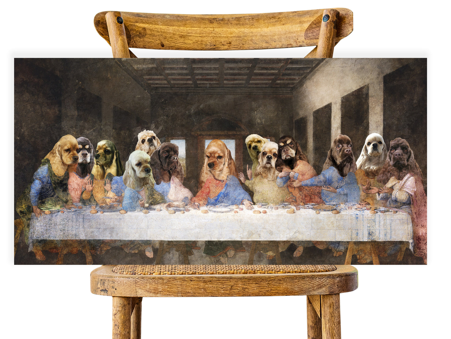 Red American Cocker Spaniel Last Supper Renaissance Dog Painting