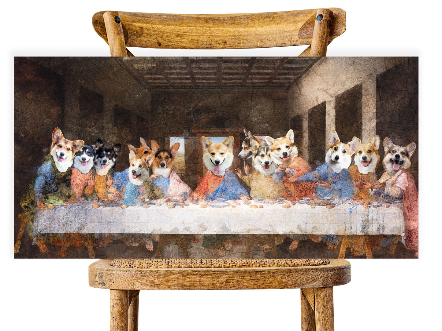 Pembroke Welsh Corgi Dog Art Last Supper Renaissance Painting