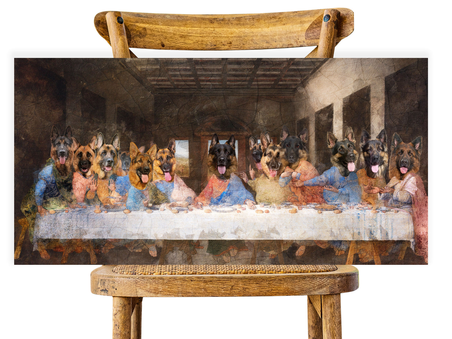 German Shepherd Last Supper Renaissance Dog Painting