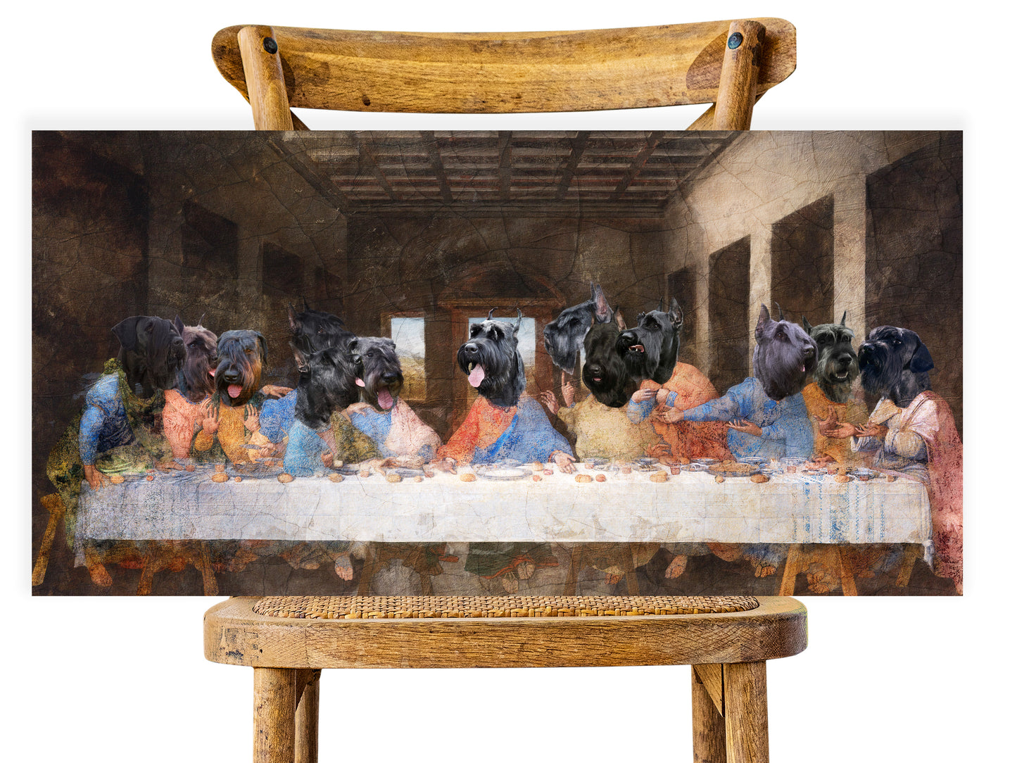 Giant Schnauzer Last Supper Renaissance Dog Painting