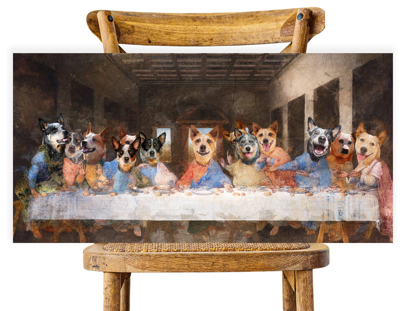 Australian Cattle Dog Last Supper Renaissance Dog Painting