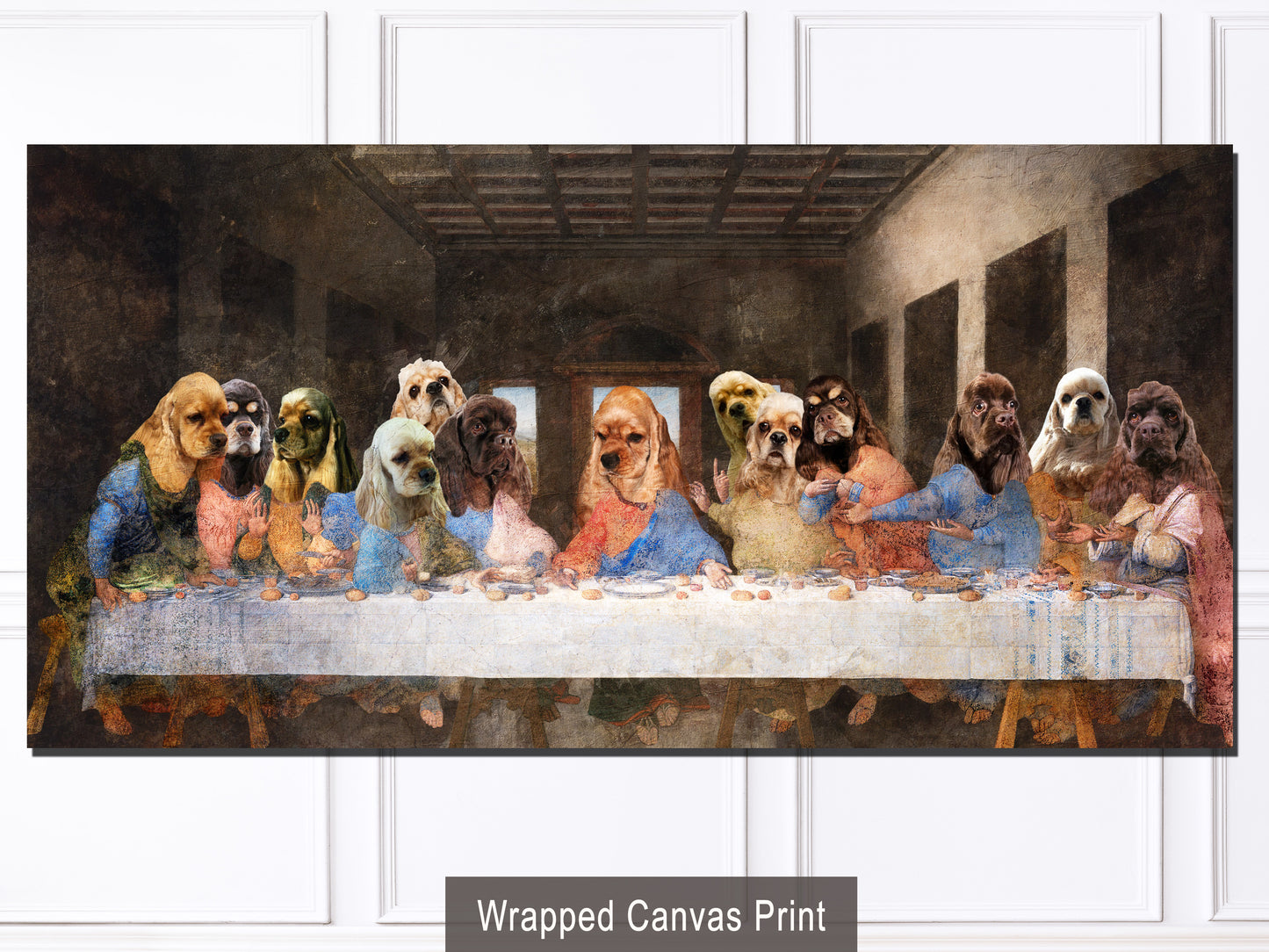 Red American Cocker Spaniel Last Supper Renaissance Dog Painting