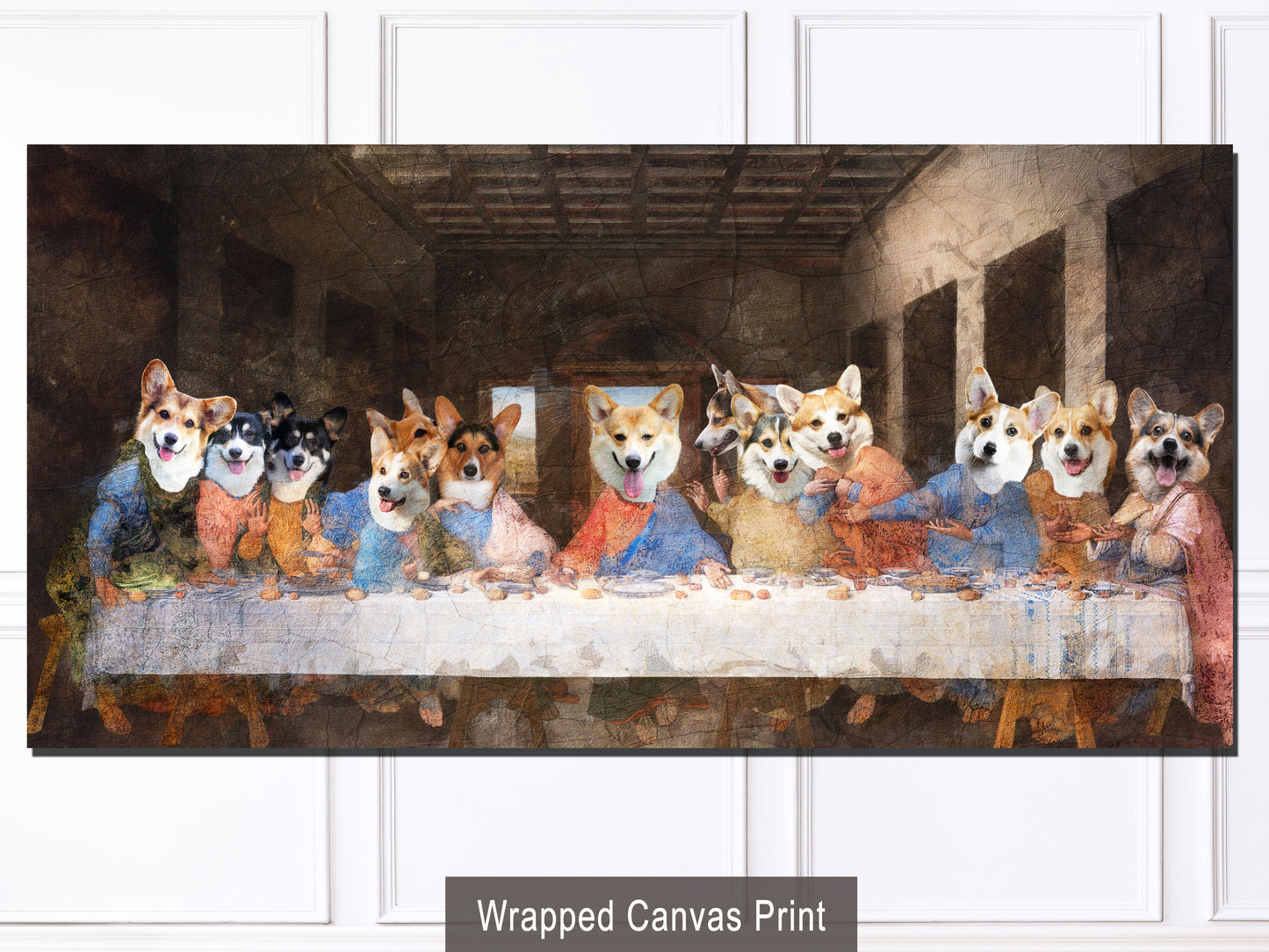 Pembroke Welsh Corgi Dog Art Last Supper Renaissance Painting