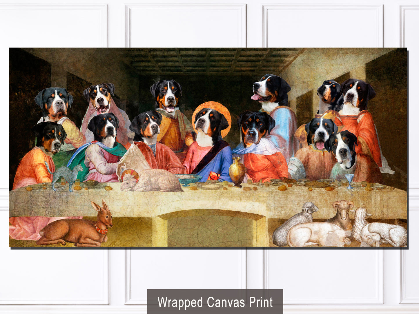 Greater Swiss Mountain Dog Last Supper Renaissance Dog Painting