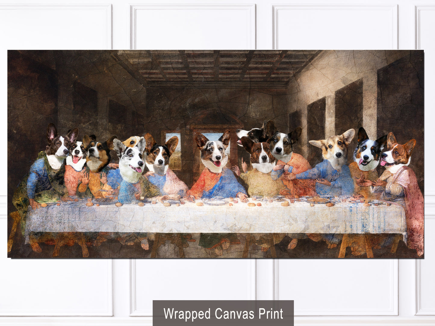 Cardigan Welsh Corgi Dog Last Supper Renaissance Painting