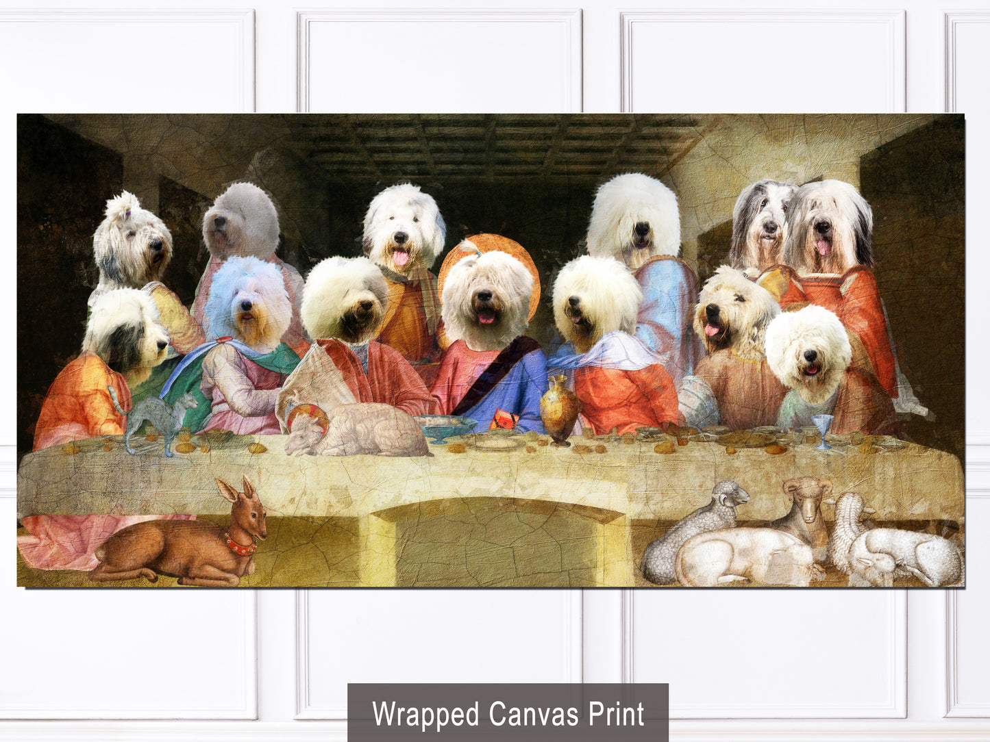 Old English Sheepdog Last Supper Renaissance Dog Painting