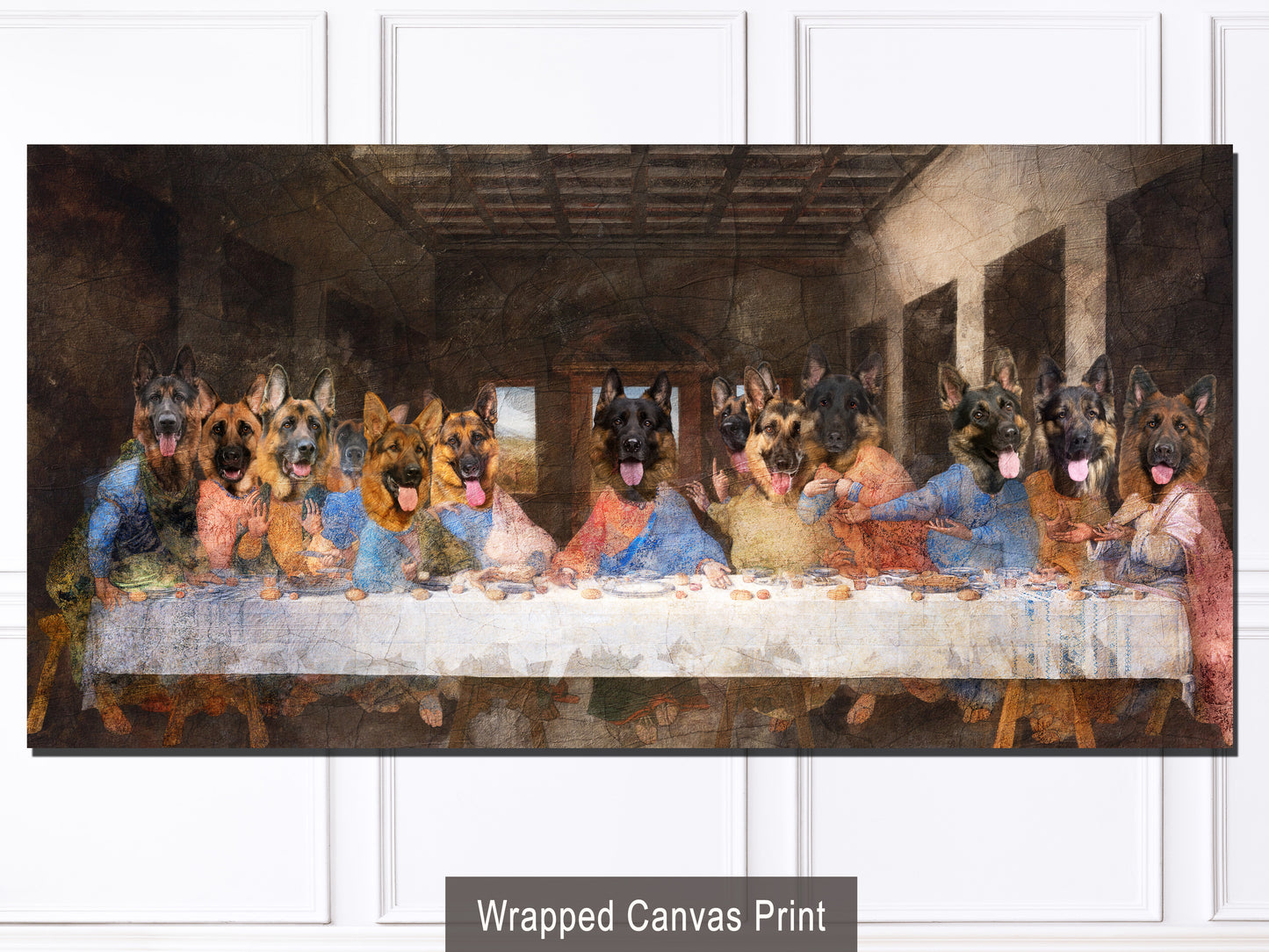 German Shepherd Last Supper Renaissance Dog Painting