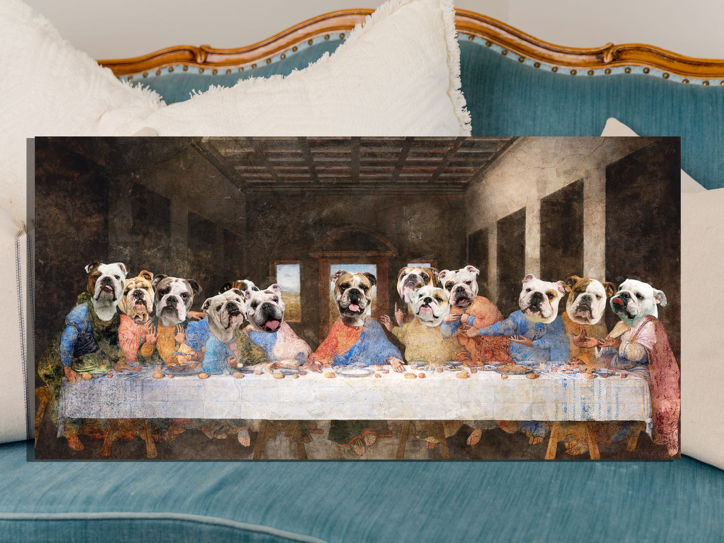 English Bulldog Last Supper Renaissance Dog Painting