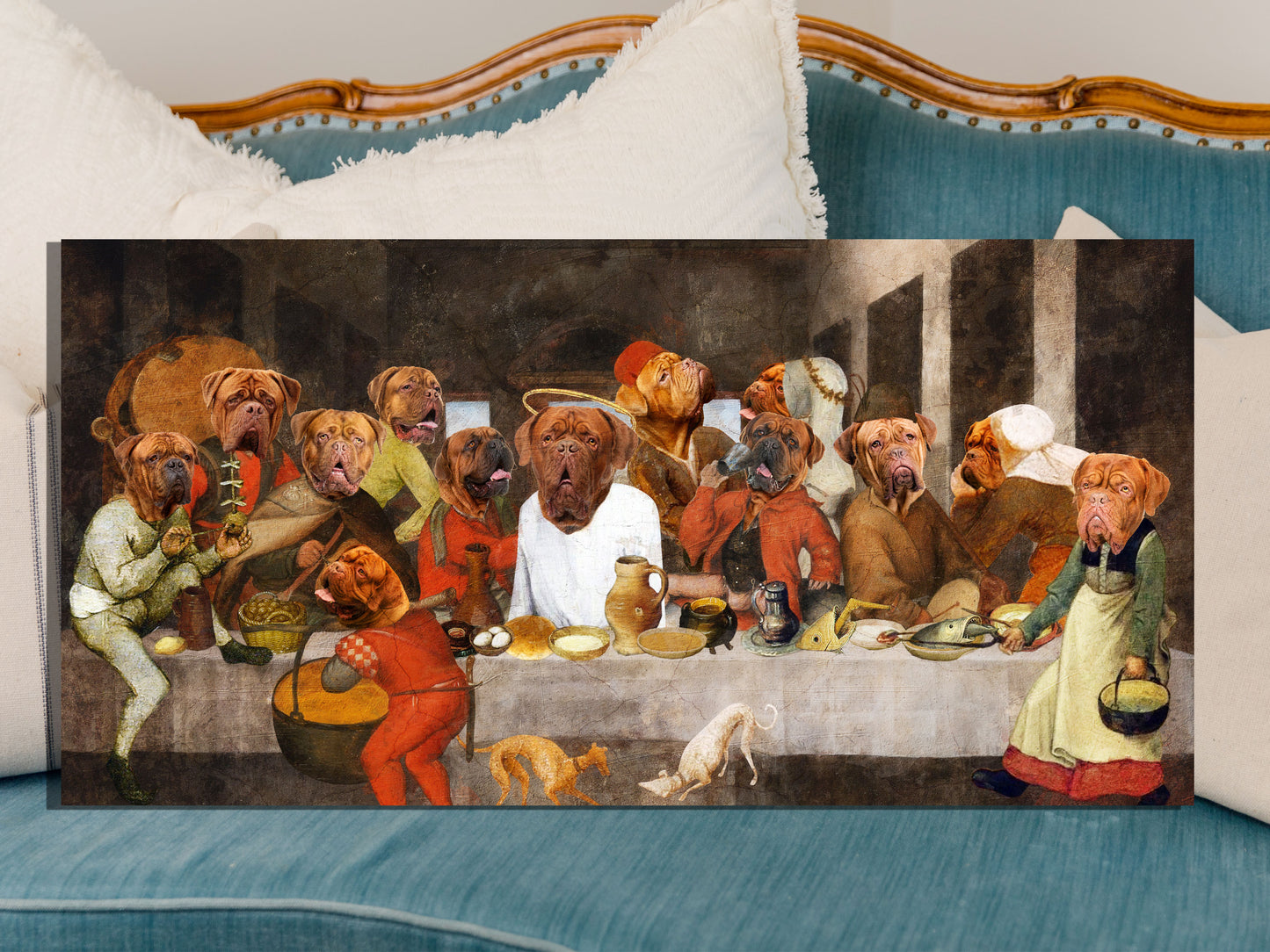 Dogue de Bordeaux Last Supper Renaissance Dog Painting