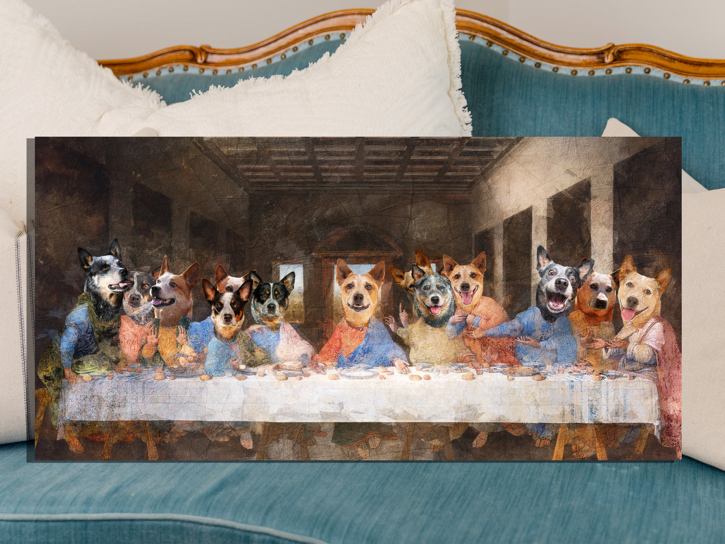 Australian Cattle Dog Last Supper Renaissance Dog Painting